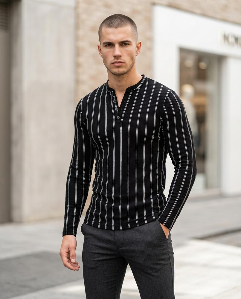 Nulun | Langärmliges Gestreiftes Shirt Herren – Tilly Outlet