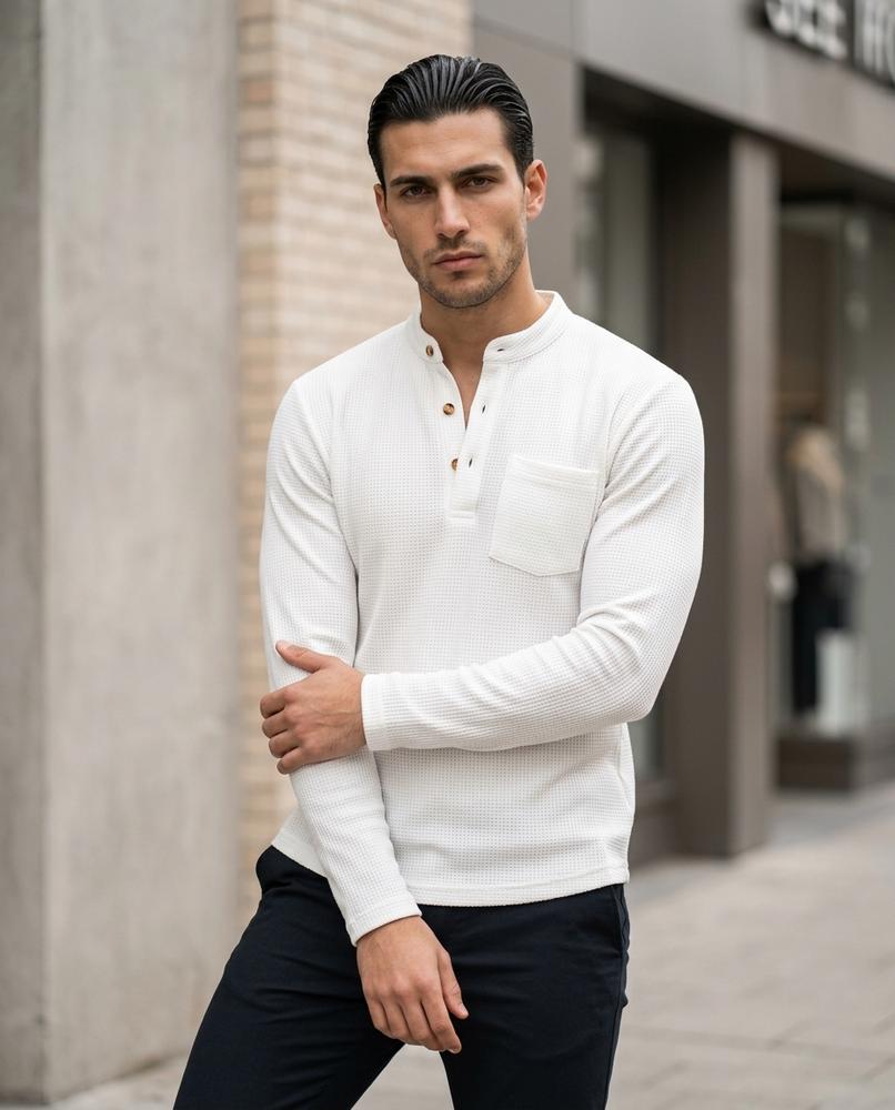 Derik | Strukturiertes Langärmliges Shirt Herren – Tilly Outlet