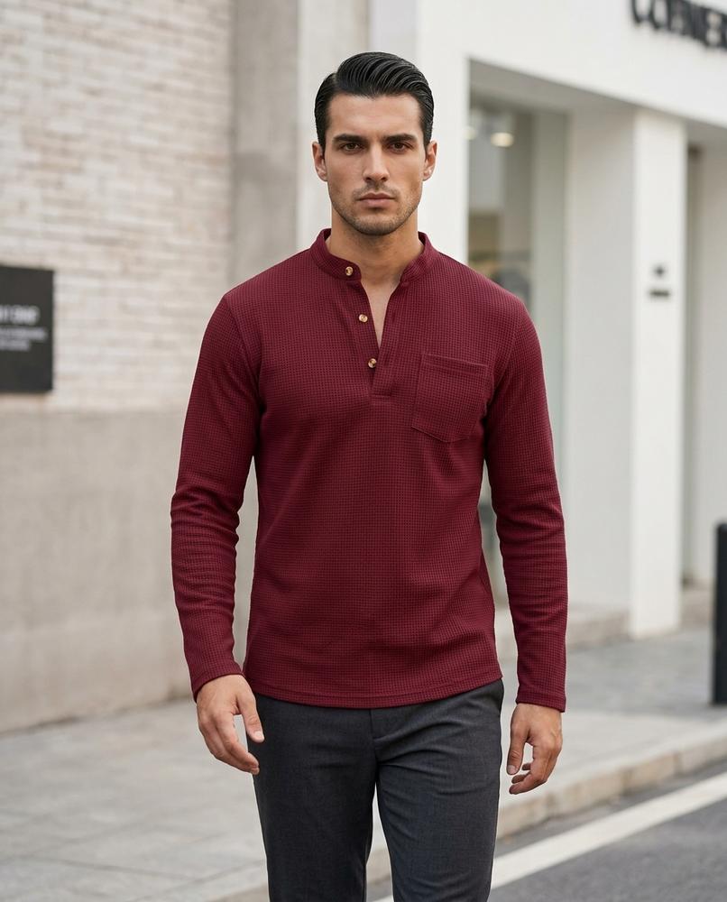 Derik | Strukturiertes Langärmliges Shirt Herren – Tilly Outlet