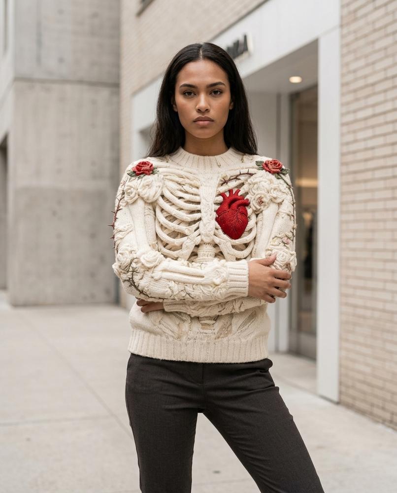 Auded | Strukturiert Appliziert Pullover Damen – Tilly Outlet
