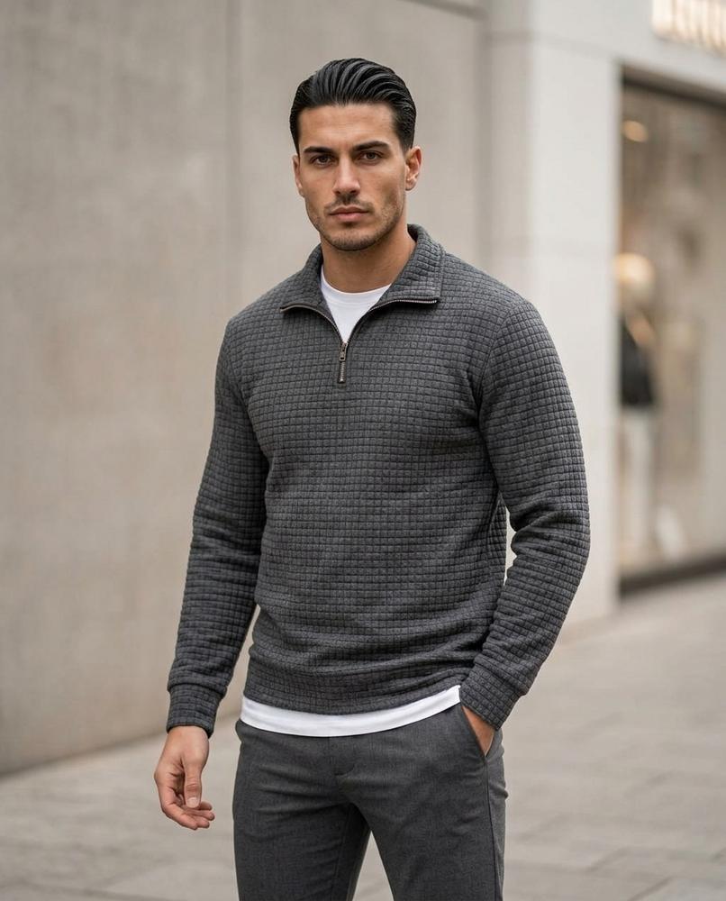 Catet | Strukturierter Gezipster Pullover Herren – Tilly Outlet