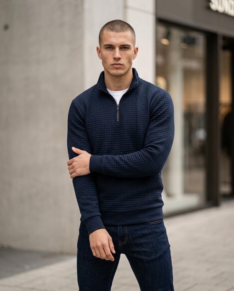 Catet | Strukturierter Gezipster Pullover Herren – Tilly Outlet