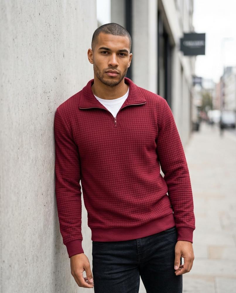 Catet | Strukturierter Gezipster Pullover Herren – Tilly Outlet