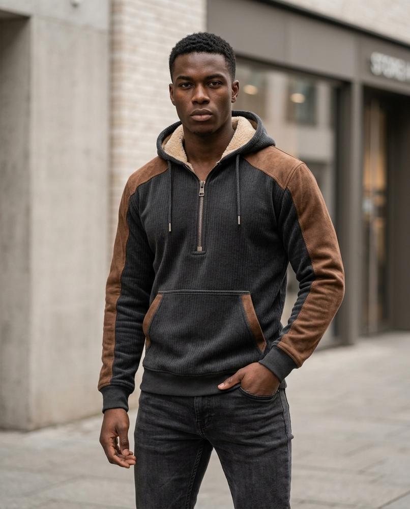 Yetus | Gefütterter Zweifarbiger Hoodie Herren – Tilly Outlet