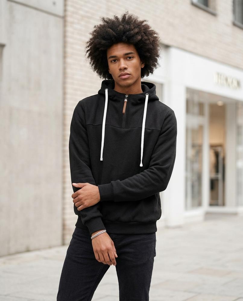 Kufis | Gezipter Kontrastfarbener Hoodie Herren – Tilly Outlet