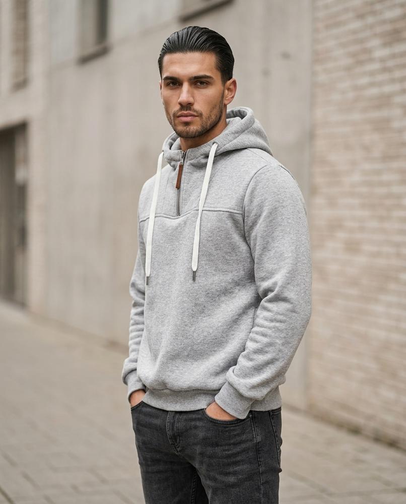 Kufis | Gezipter Kontrastfarbener Hoodie Herren – Tilly Outlet