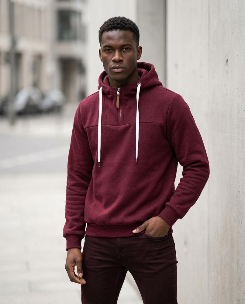 Kufis | Gezipter Kontrastfarbener Hoodie Herren – Tilly Outlet
