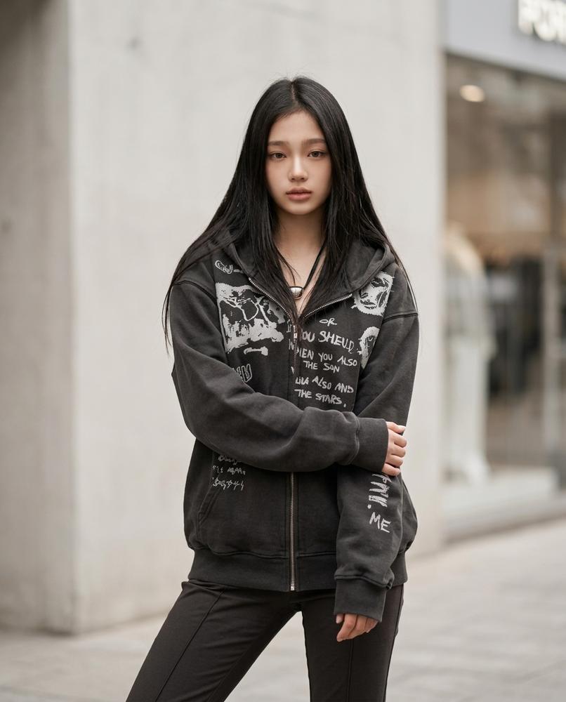 Auman | Bedruckt Langärmlig Hoodie Unisex – Tilly Outlet