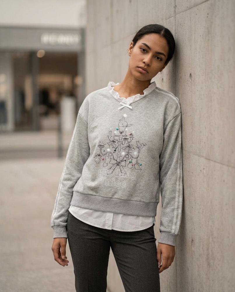 Zelar | Bestickt Gerüscht Sweatshirt Damen – Tilly Outlet