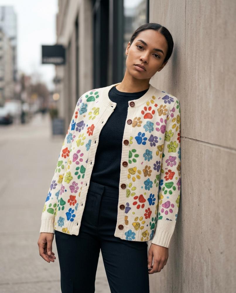 Mavel | Gemustert Gestrickt Cardigan Damen – Tilly Outlet