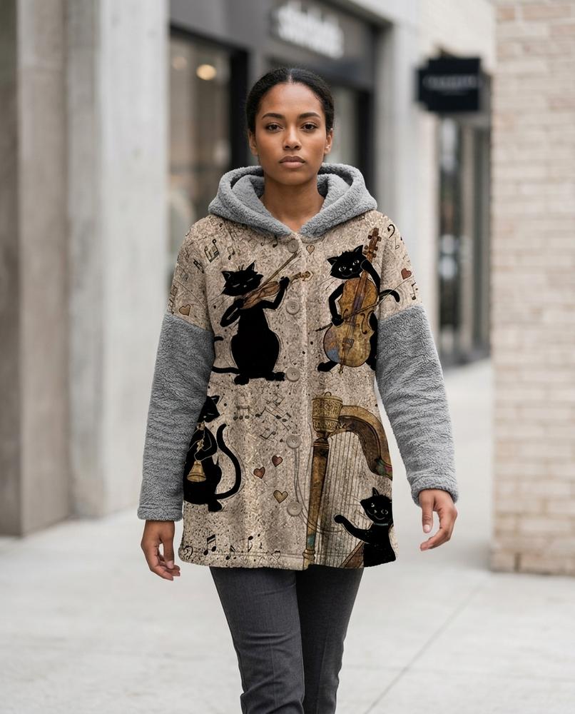 Riran | Gefütterter Gemusterter Mantel Damen – Tilly Outlet