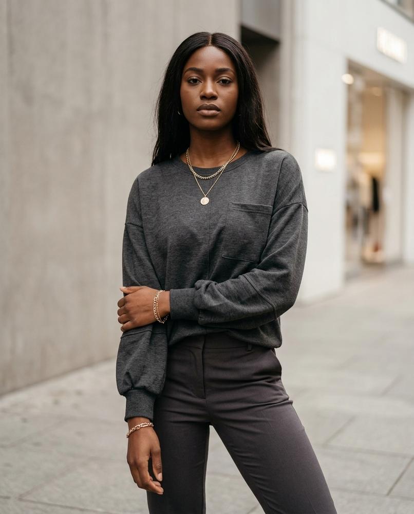 Riral | Voluminöses Meliertes Sweatshirt Damen – Tilly Outlet