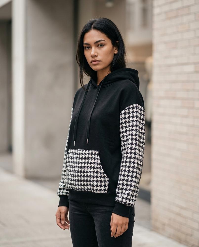 Nomar | Gemustert Strukturiert Hoodie Damen – Tilly Outlet
