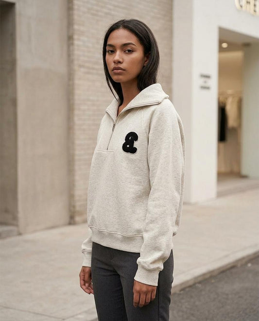 Davar | Hochschließendes Meliertes Sweatshirt Damen – Tilly Outlet