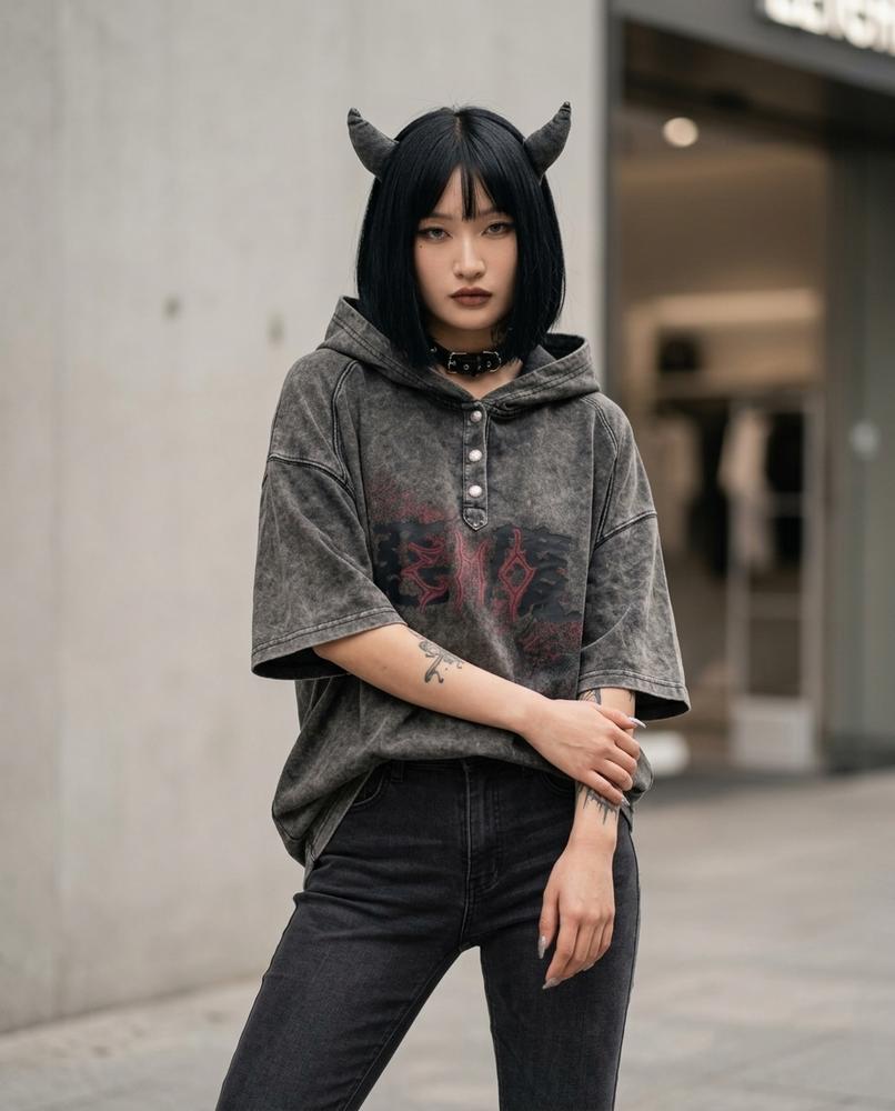 Milan | Kurzärmliger Geknöpfter Hoodie Unisex – Tilly Outlet