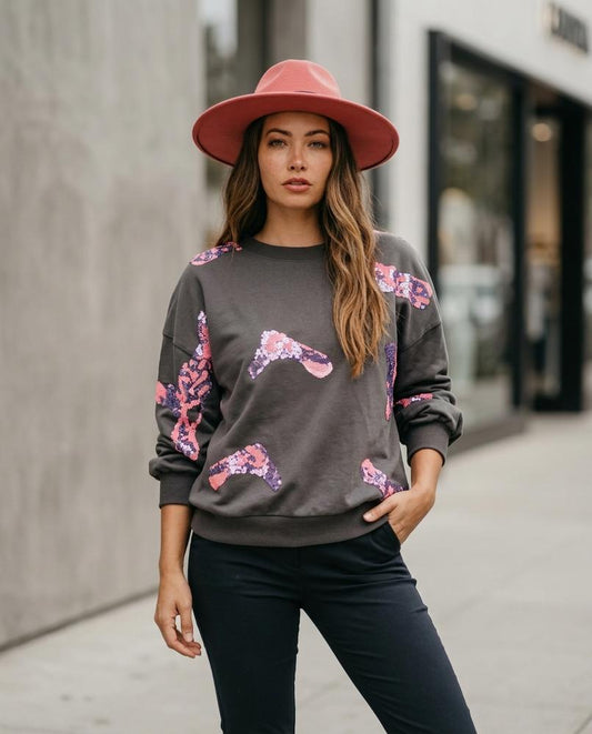 Viren | Paillettenbesetztes Langarm Sweatshirt Damen – Tilly Outlet