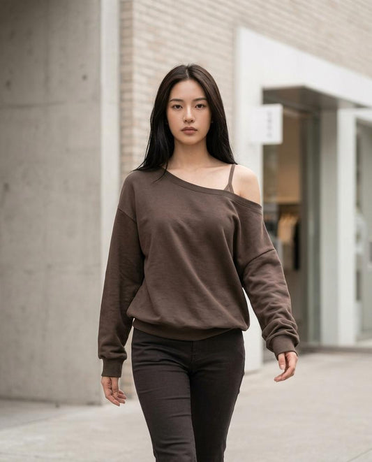Elrev | Schulterfreies Langärmliges Sweatshirt Damen – Tilly Outlet