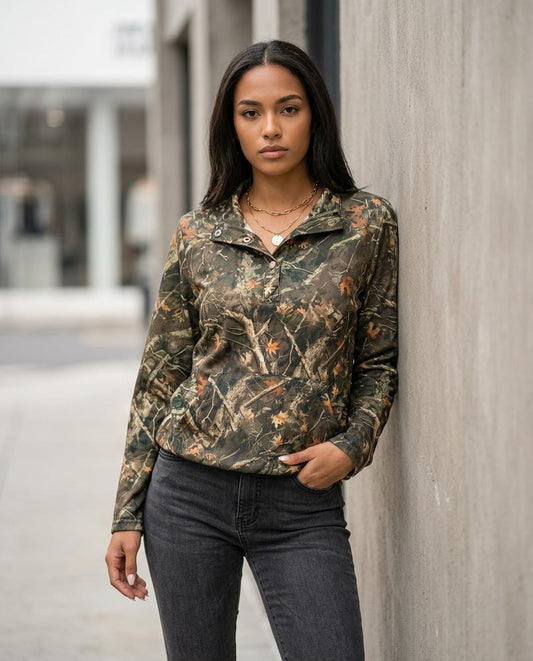 Lozan | Camouflage Stehkragen Sweatshirt Damen – Tilly Outlet