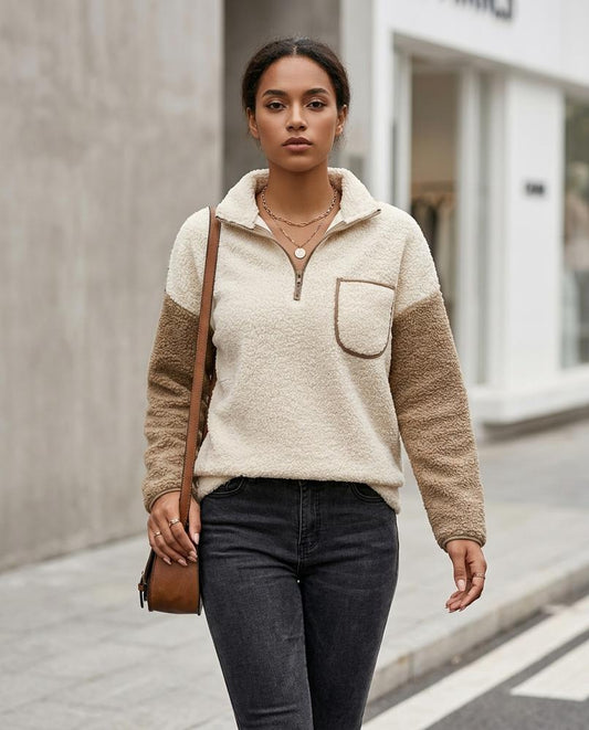 Vahal | Zweifarbig Flauschig Pullover Damen – Tilly Outlet