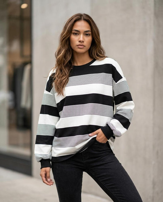Memen | Gestreift Langärmlig Pullover Damen – Tilly Outlet