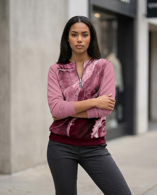 Visik | Gemustertes Kontrastfarbenes Sweatshirt Damen – Tilly Outlet