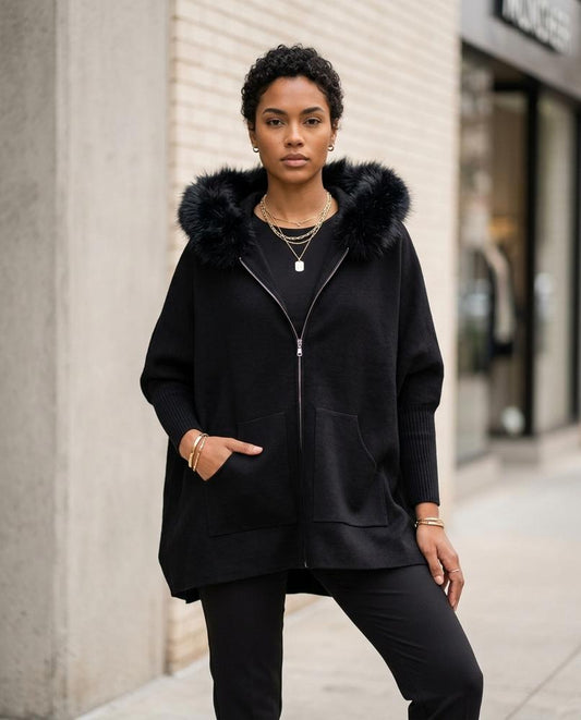 Vusan | Weit Geschnittene Pelzbesetzte Jacke Damen – Tilly Outlet