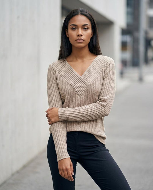 Digat | Überlappender Gerippter Pullover Damen – Tilly Outlet