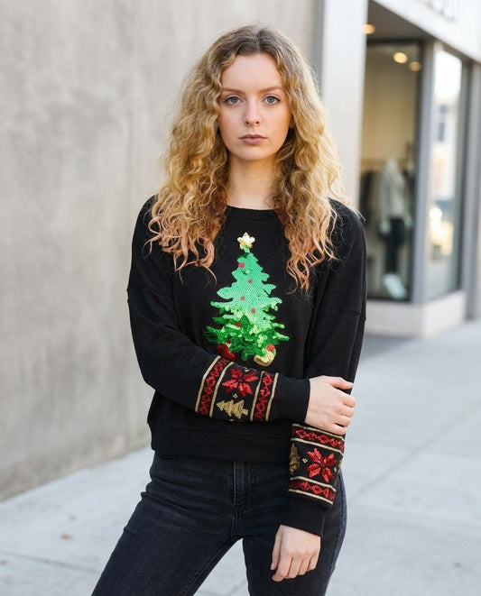 Duror | Paillettenbesetzt Langärmlig Sweatshirt Damen – Tilly Outlet
