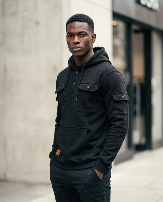 Eugor | Geknöpfter Strukturierter Hoodie Herren – Tilly Outlet